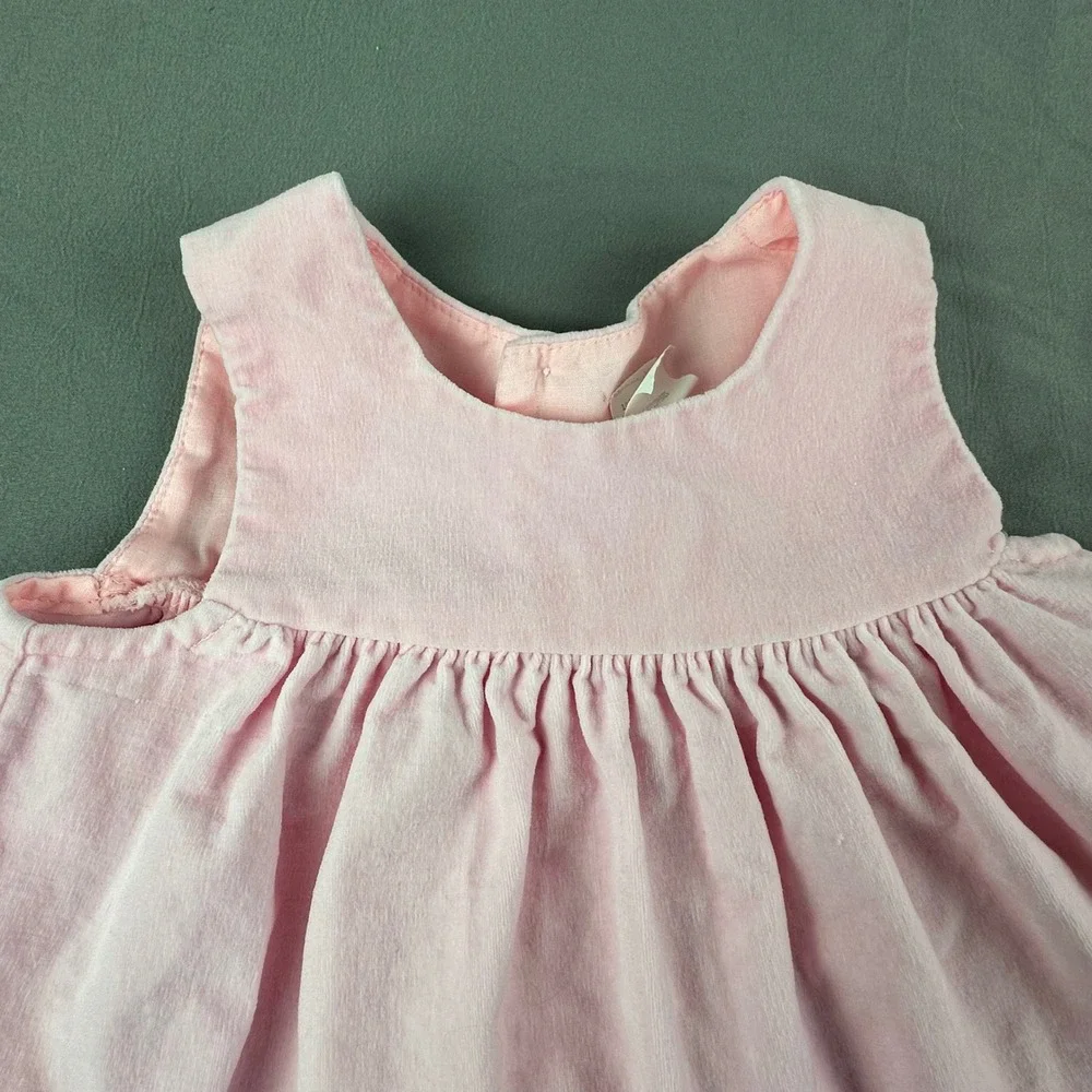 Vintage Baby Pink Dress‎ 3–6 Months Sleeveless Cotton Button Back Classic